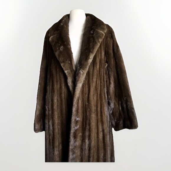 Bryan Mawr Full Length Mink Coat Brown Orange Silk Lining In Excellent Condition - Picture 3 of 9